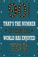 SPECIAL YEARS  AGE 90 MALE 90th BIRTHDAY CARD