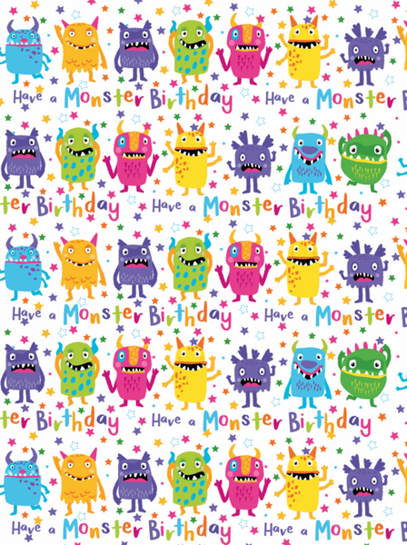 Monsters Gift Wrap - 1 Sheet - Birthday