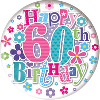 Birthday Badge - Age 60 - Female - Assorted Designs