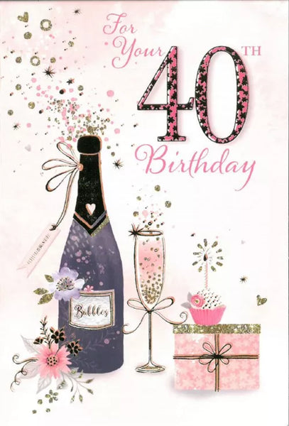 "GREETINGS" AGE 40 FEMALE 40th BIRTHDAY CARD