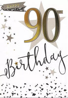 "GREETINGS" AGE 90 MALE 90TH BIRTHDAY CARD