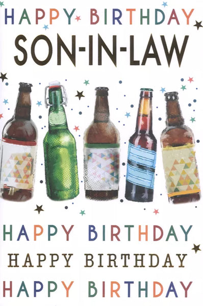 "GREETINGS" SON IN LAW BIRTHDAY CARD