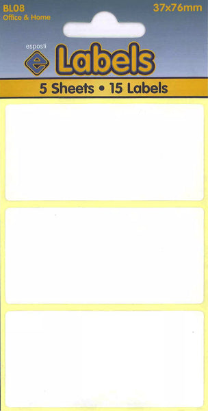 WHITE ADDRESS LABELS 37 x 76mm 10's