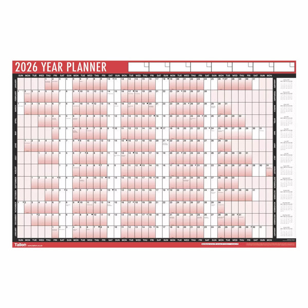 2025 840 x 600mm YEAR WALL PLANNER FLAT PACK