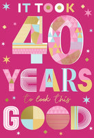 URBAN  - AGE 40 FEMALE 40TH BIRTHDAY CARD