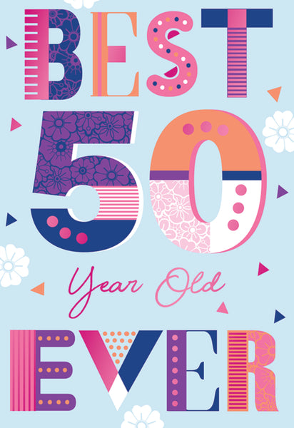 URBAN  - AGE 50 FEMALE 50TH BIRTHDAY CARD