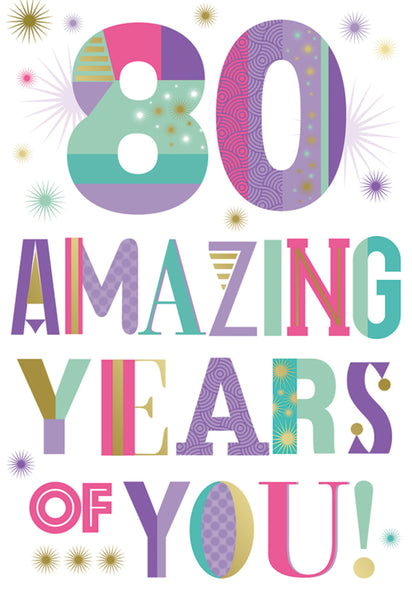 URBAN  - AGE 80 FEMALE 80TH BIRTHDAY CARD