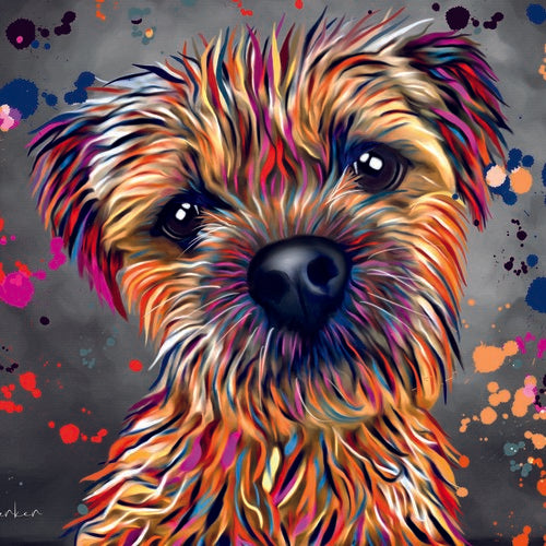 DEB BARKER - BLANK (BORDER TERRIER) GREETING CARD