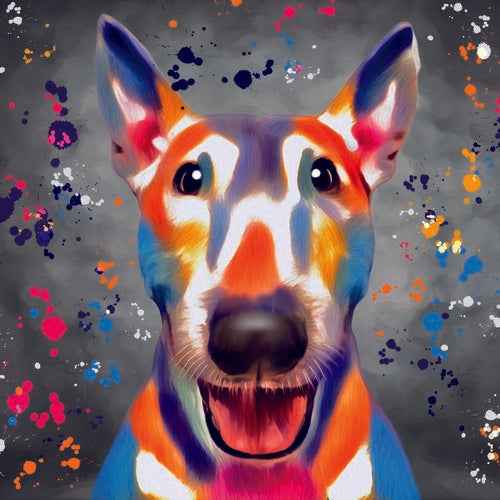 DEB BARKER - BLANK (ENG BULL TERRIER) GREETING CARD
