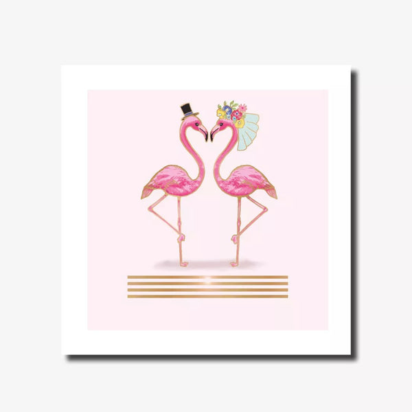MARINA B DESIGNS -FLAMINGOES- WEDDING DAY GREETING CARD