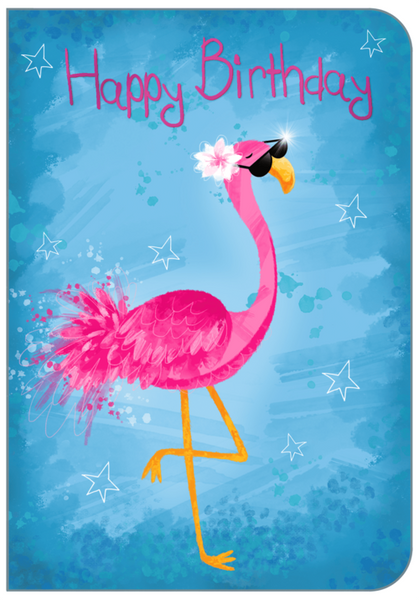 Happy Birthday Card -  Flamingo