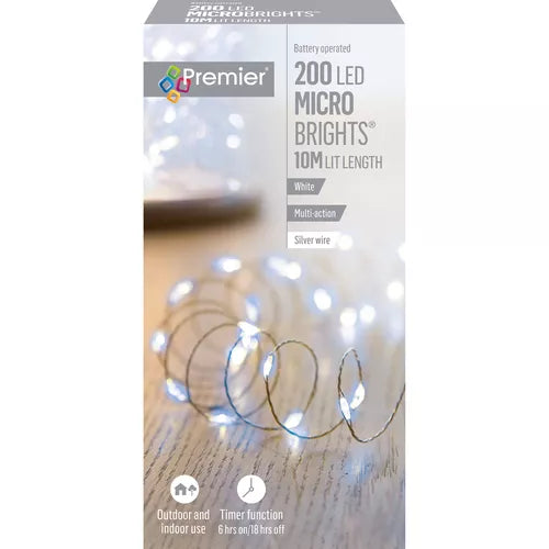 200 BATTERY OPERATED MULTI-ACTION MICROBRIGHT WHITE TIMER LIGHTS