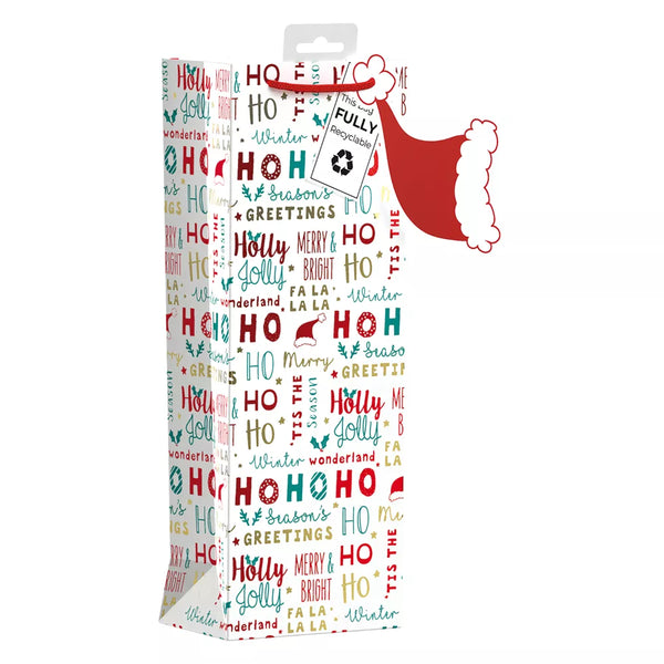 GIFTMAKER CHRISTMAS BOTTLE BAG - MERRY CHRISTMAS TEXT