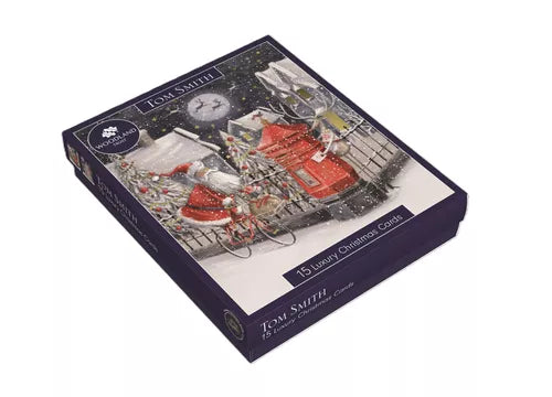 TOM SMITH 15in LUXURY BOXED CHRISTMAS CARDS - WHIMSICAL SANTA
