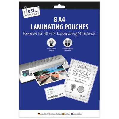 LAMINATING POUCHES A4 8 PACK
