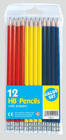 HB PENCILS WITH ERASERS - PACK OF 12