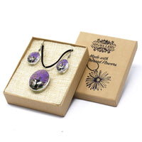 Pressed Flowers - Tree of Life Necklace & Earring set - Lavender