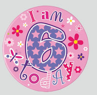 Birthday Badge - Age 6 - Girl - Assorted Designs