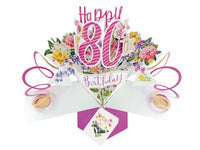 80th Birthday (Flowers) Pop-Up Card