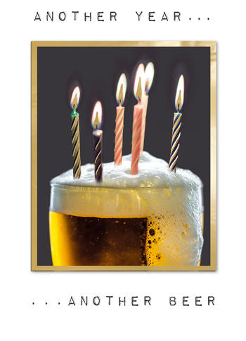 Candles on Beer Birthday Card