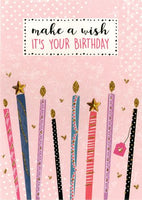 Birthday Greeting Card - Make a Wish & Candles
