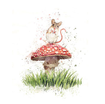 Blank Greeting Card - Mouse on Toadstool