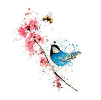 Blank Greeting Card - Blue Bird on Blossom