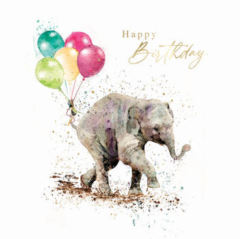 Elephant With Balloons Greeting Card