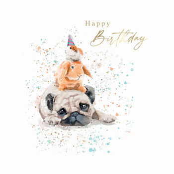 Stack Of Pug, Rabbit, Guinea Pig Greeting Card