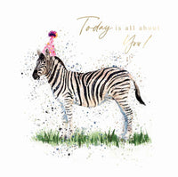 Zebra With Party Hat Greeting Card