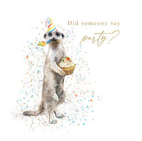 Meerkat With Party Hat Greeting Card