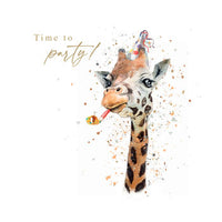 Giraffe With Party Blower Greeting Card
