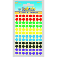 LABELS SELF-ADHESIVE 8mm Diameter coloured Dots
