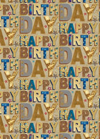 Kraft Gift Wrap - 1 Sheet - Birthday