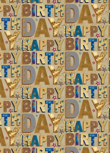 Kraft Gift Wrap - 1 Sheet - Birthday