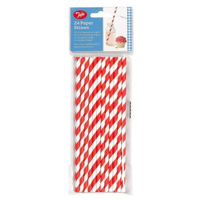 RED WHITE Paper straws 24 PACK