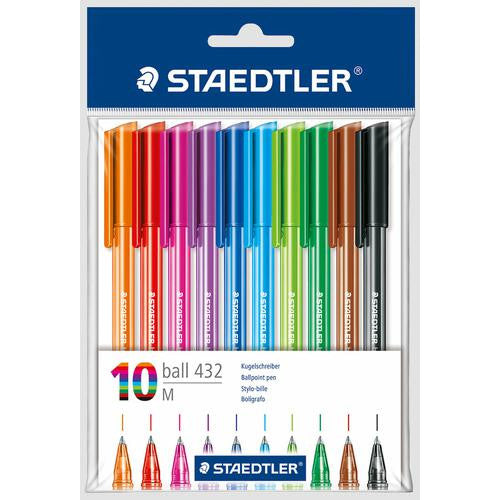 Staedtler Rainbow Ballpen 432 Wallet - Pack 10