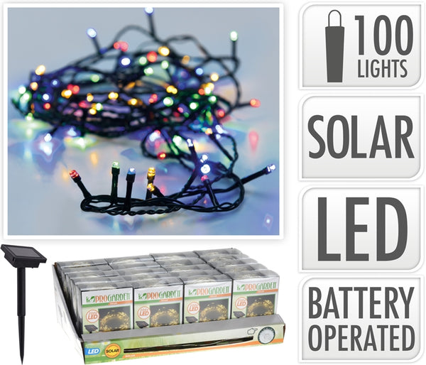 100 Coloured Solar LED Lights - 12m Total Length
