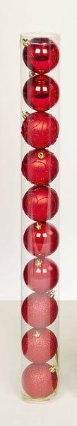 BAUBLES 10pk 60mm - RED MULTI FINISH