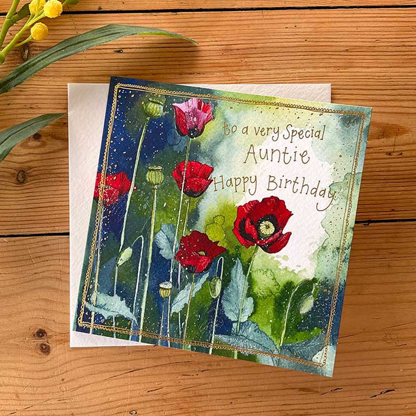 Happy Birthday Auntie Oriental Poppies Card