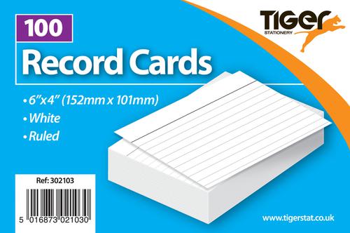 100 Record Cards 6" x 4" (152mm x 101mm)