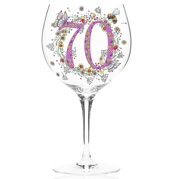 Doodleicious 70th Wine Glass