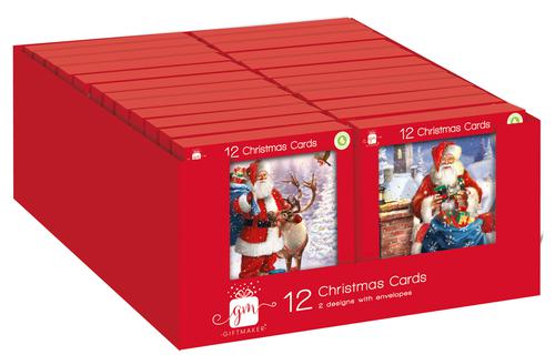 12 Traditional Santa Cards-2 Designs
