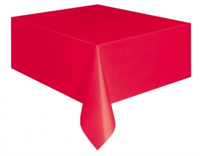 RUBY RED SOLID RECTANGULAR PLASTIC TABLE COVER 54 X 108"
