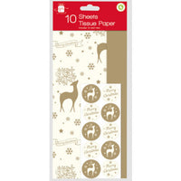 Tissue Paper with Seal Tabs - Stag & Gold - 10 Sheets