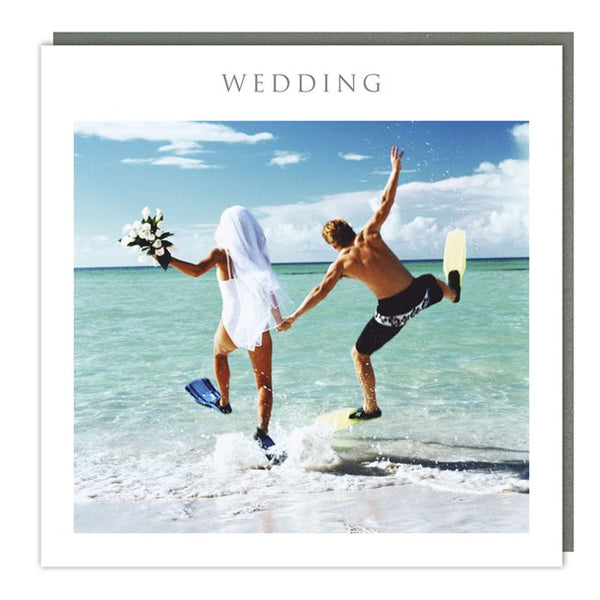 Wedding - Couple in Flippers - Matt Greeting Card