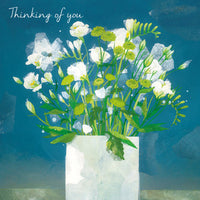 White Flowers- Thinking Greeting Card