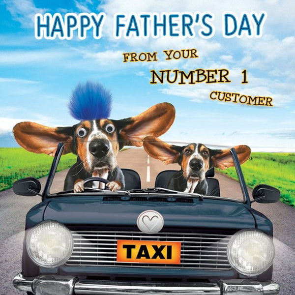 Father's Day Card - Bassets in a taxi