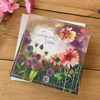 Happy Birthday Sister Dahlias Birthday Card