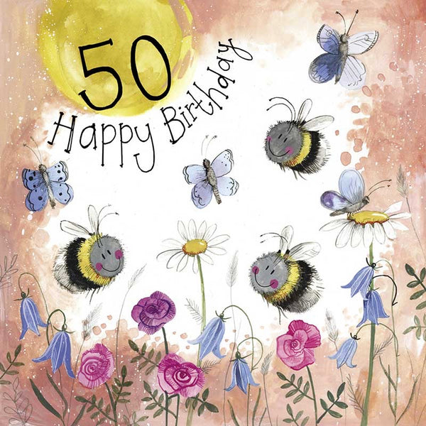 Sunshine 50th Birthday Bee Card